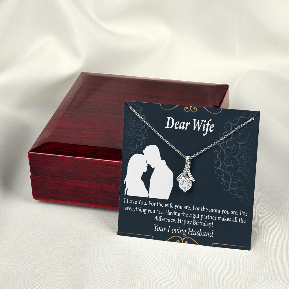 To My Wife Happy Birthday Dear Alluring Ribbon Necklace Message Card-Express Your Love Gifts