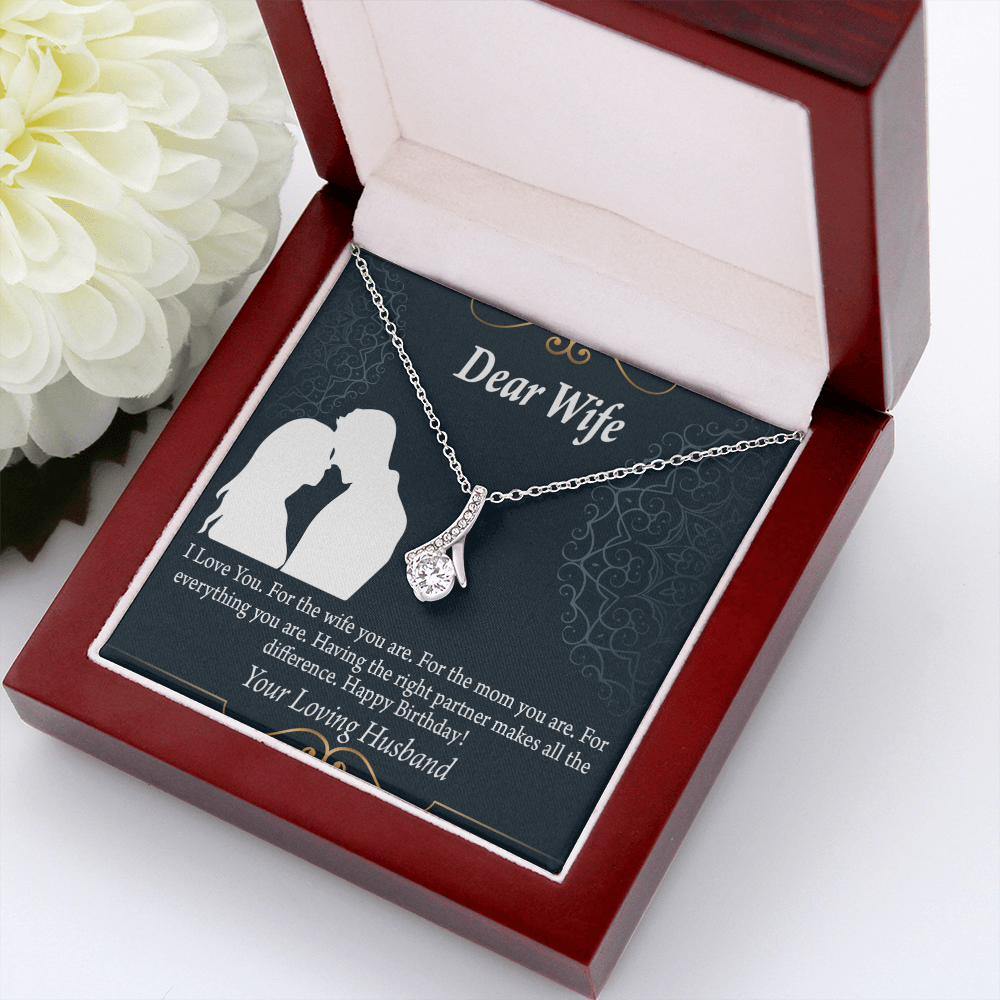 To My Wife Happy Birthday Dear Alluring Ribbon Necklace Message Card-Express Your Love Gifts