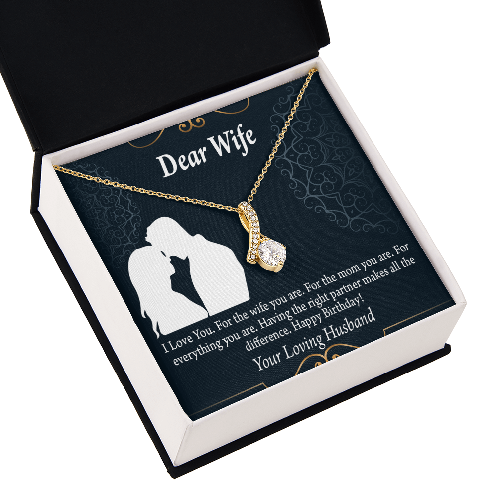 To My Wife Happy Birthday Dear Alluring Ribbon Necklace Message Card-Express Your Love Gifts