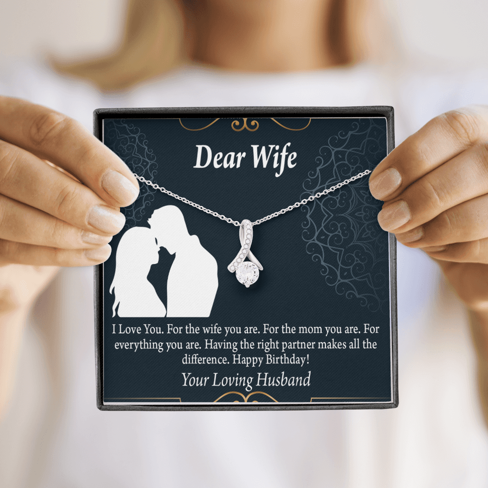 To My Wife Happy Birthday Dear Alluring Ribbon Necklace Message Card-Express Your Love Gifts