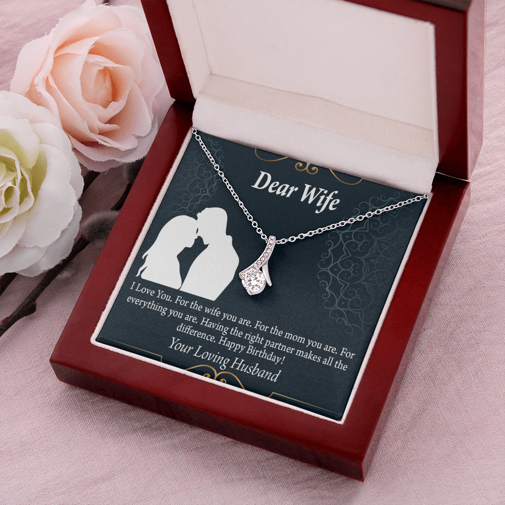 To My Wife Happy Birthday Dear Alluring Ribbon Necklace Message Card-Express Your Love Gifts