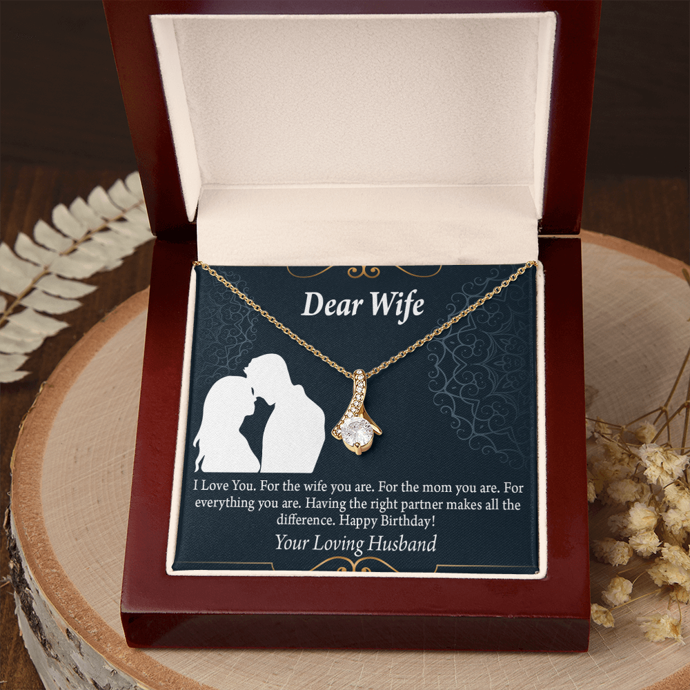 To My Wife Happy Birthday Dear Alluring Ribbon Necklace Message Card-Express Your Love Gifts