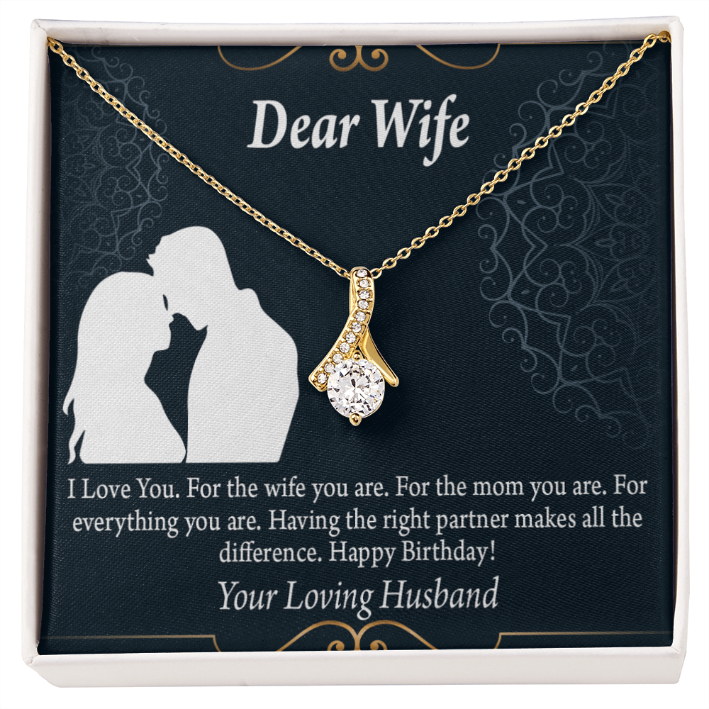 To My Wife Happy Birthday Dear Alluring Ribbon Necklace Message Card-Express Your Love Gifts