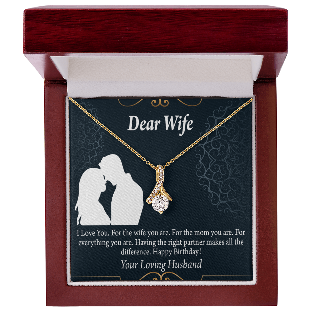 To My Wife Happy Birthday Dear Alluring Ribbon Necklace Message Card-Express Your Love Gifts
