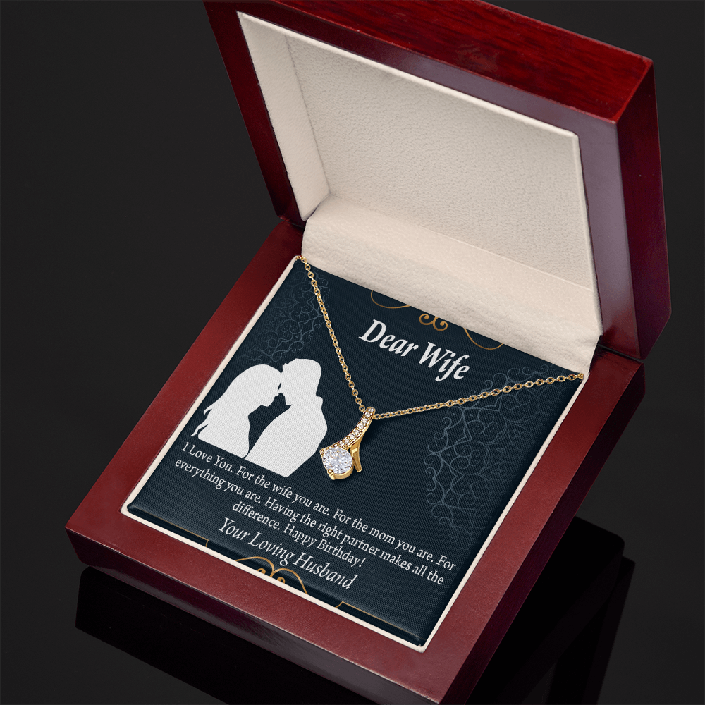 To My Wife Happy Birthday Dear Alluring Ribbon Necklace Message Card-Express Your Love Gifts