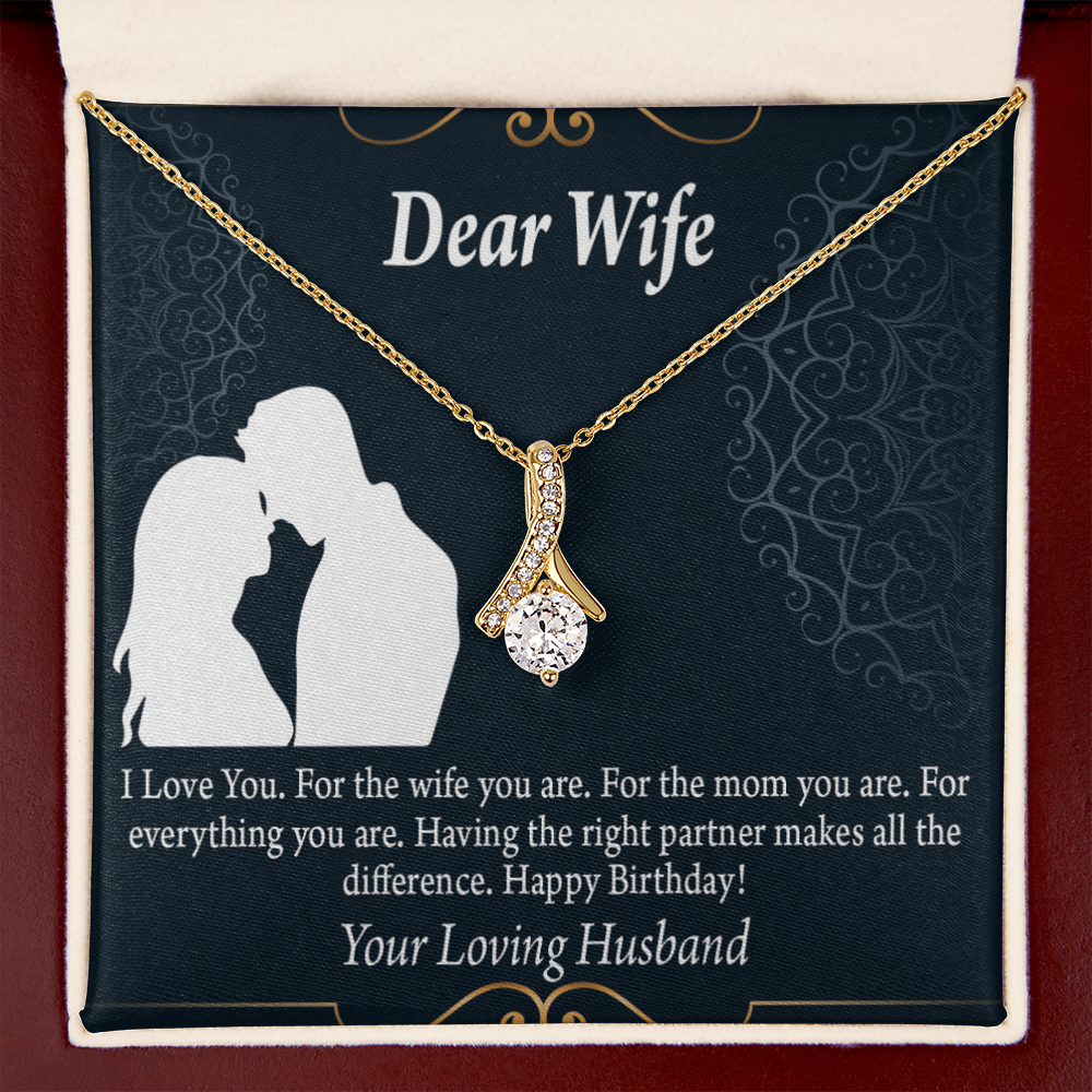To My Wife Happy Birthday Dear Alluring Ribbon Necklace Message Card-Express Your Love Gifts