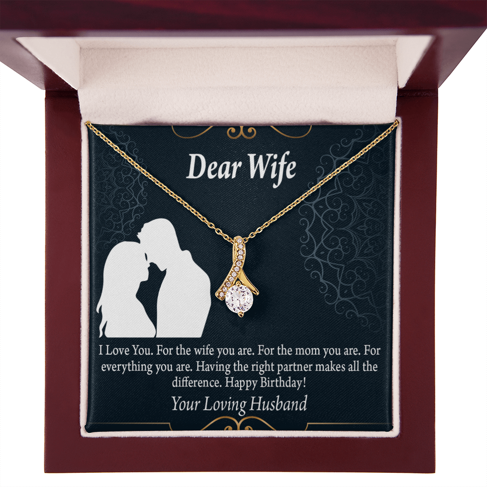 To My Wife Happy Birthday Dear Alluring Ribbon Necklace Message Card-Express Your Love Gifts