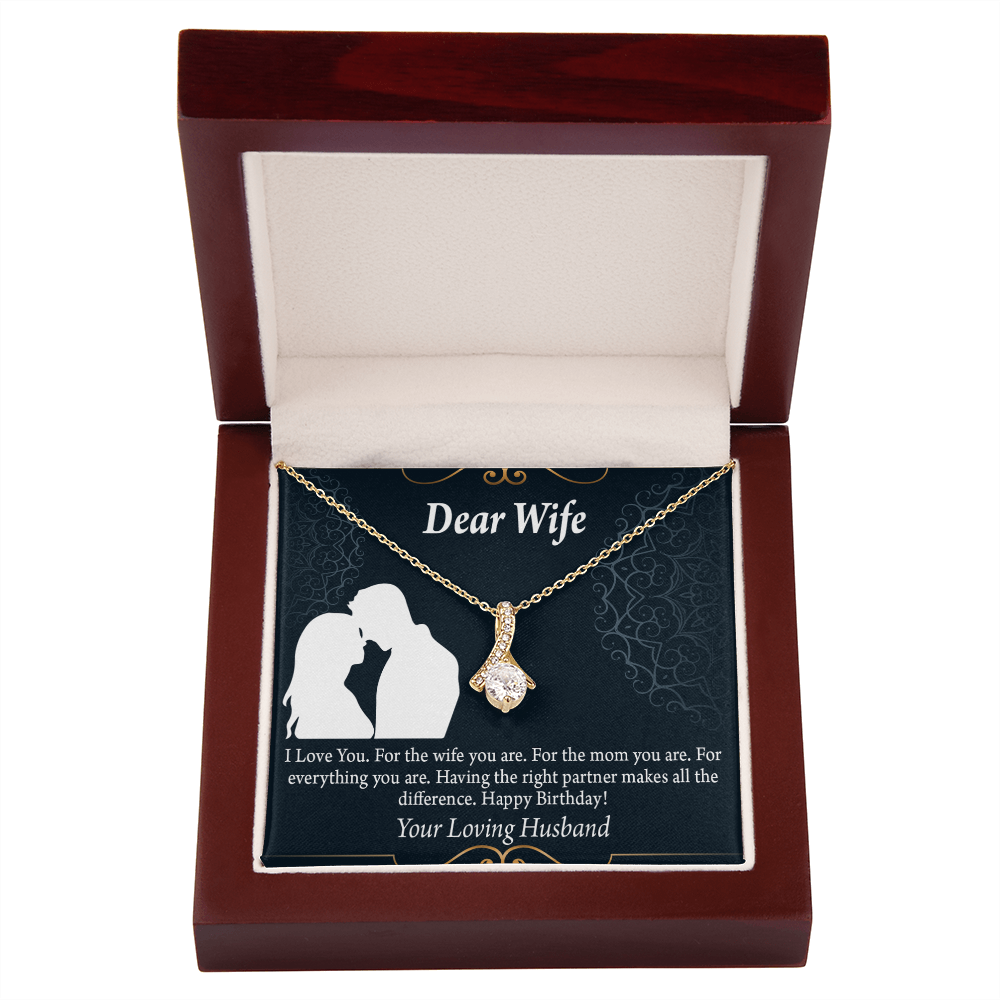 To My Wife Happy Birthday Dear Alluring Ribbon Necklace Message Card-Express Your Love Gifts