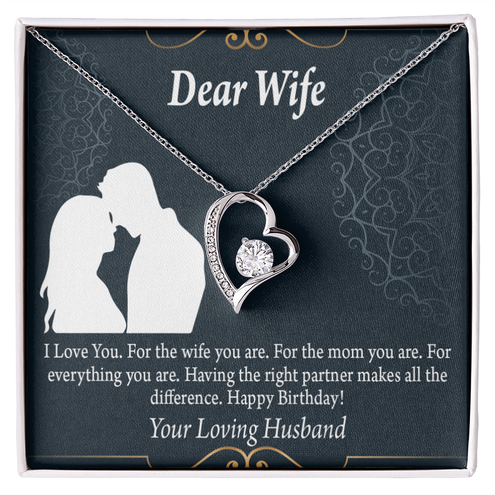 To My Wife Happy Birthday Dear Forever Necklace w Message Card-Express Your Love Gifts