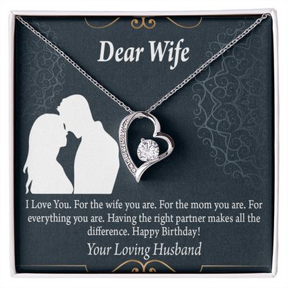 To My Wife Happy Birthday Dear Forever Necklace w Message Card-Express Your Love Gifts