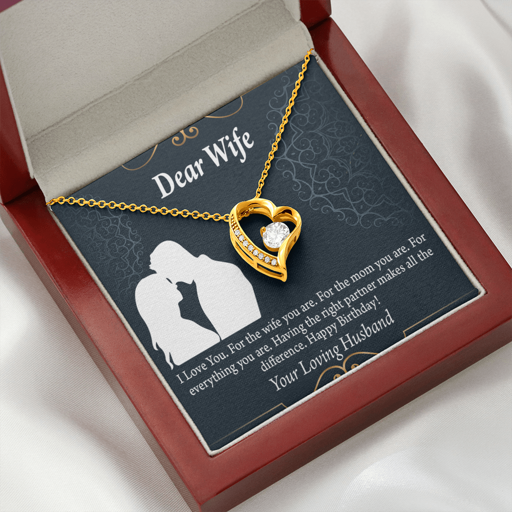 To My Wife Happy Birthday Dear Forever Necklace w Message Card-Express Your Love Gifts