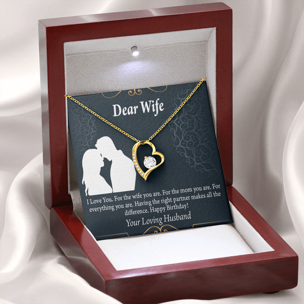 To My Wife Happy Birthday Dear Forever Necklace w Message Card-Express Your Love Gifts