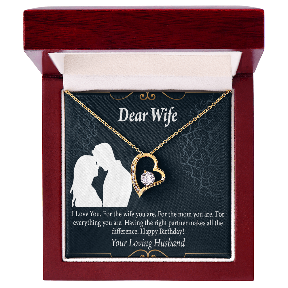 To My Wife Happy Birthday Dear Forever Necklace w Message Card-Express Your Love Gifts