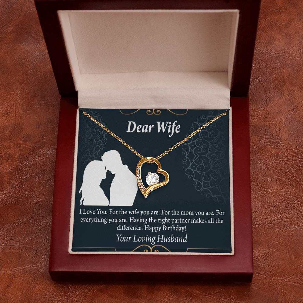 To My Wife Happy Birthday Dear Forever Necklace w Message Card-Express Your Love Gifts