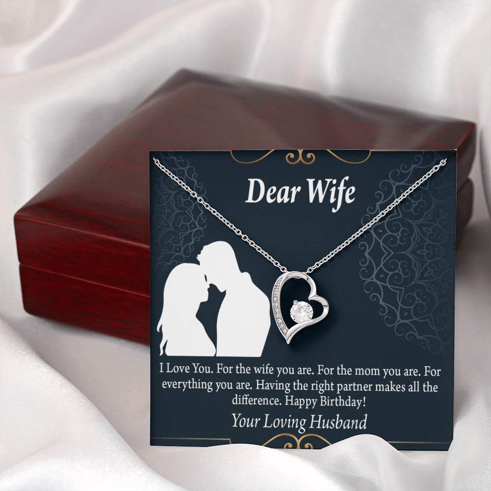 To My Wife Happy Birthday Dear Forever Necklace w Message Card-Express Your Love Gifts