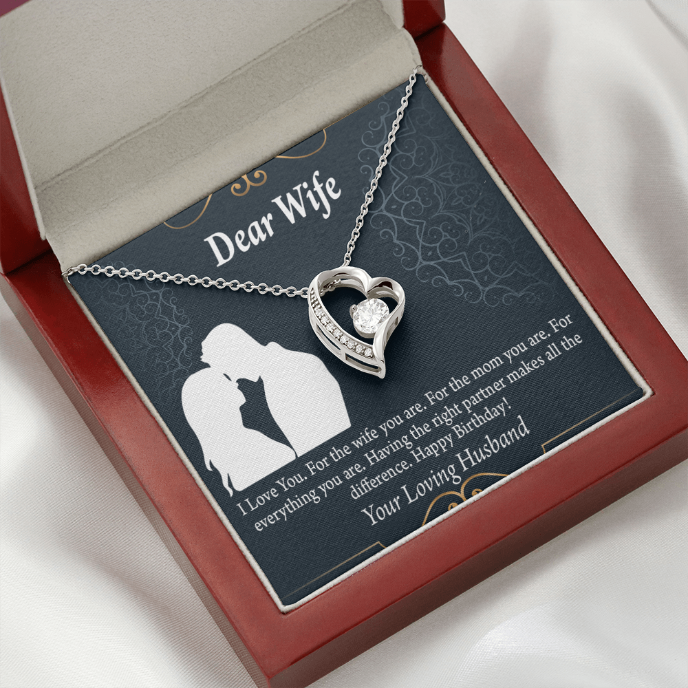 To My Wife Happy Birthday Dear Forever Necklace w Message Card-Express Your Love Gifts