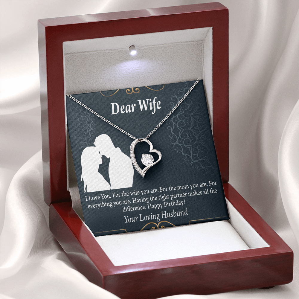 To My Wife Happy Birthday Dear Forever Necklace w Message Card-Express Your Love Gifts