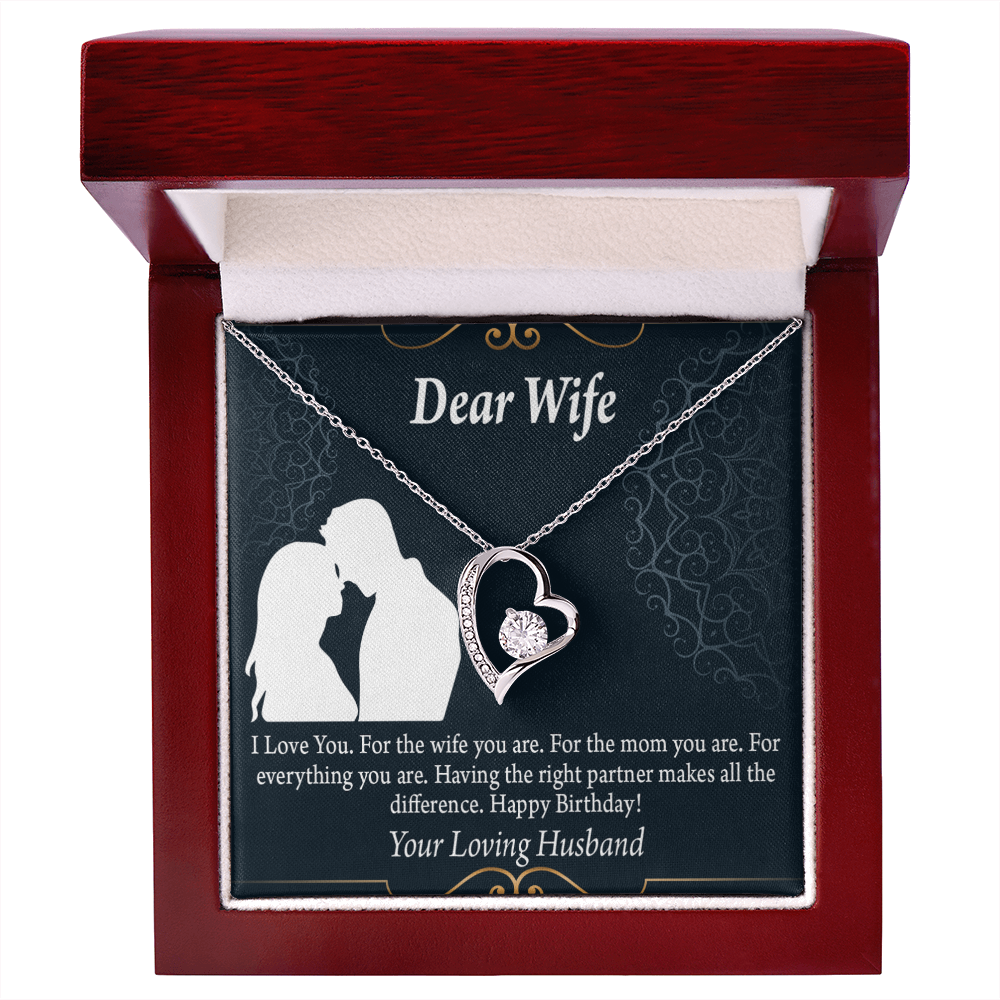 To My Wife Happy Birthday Dear Forever Necklace w Message Card-Express Your Love Gifts
