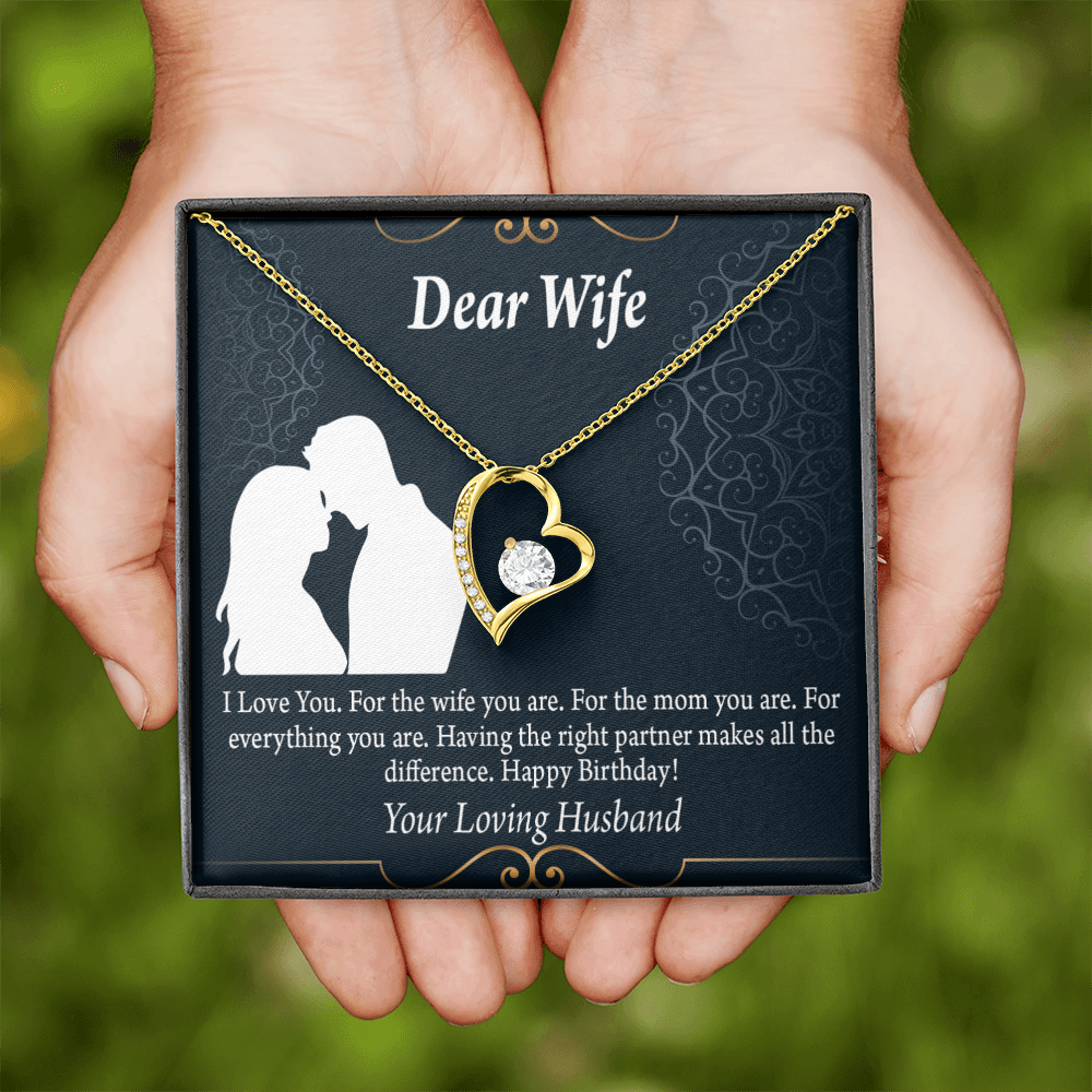 To My Wife Happy Birthday Dear Forever Necklace w Message Card-Express Your Love Gifts