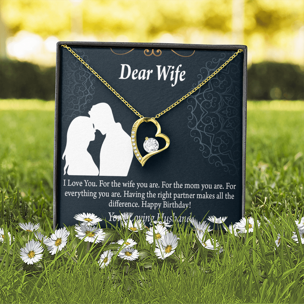 To My Wife Happy Birthday Dear Forever Necklace w Message Card-Express Your Love Gifts