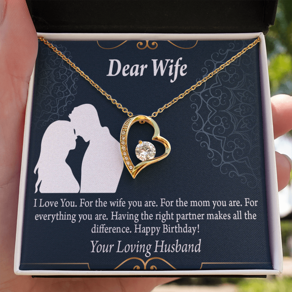To My Wife Happy Birthday Dear Forever Necklace w Message Card-Express Your Love Gifts