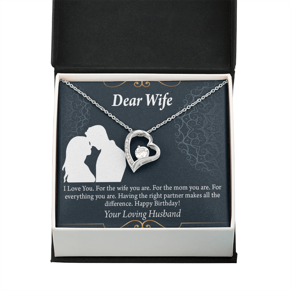 To My Wife Happy Birthday Dear Forever Necklace w Message Card-Express Your Love Gifts