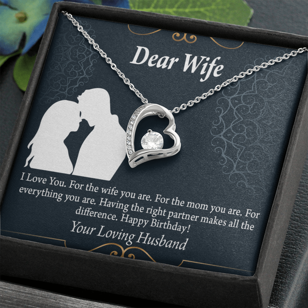To My Wife Happy Birthday Dear Forever Necklace w Message Card-Express Your Love Gifts