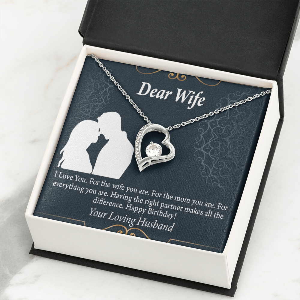 To My Wife Happy Birthday Dear Forever Necklace w Message Card-Express Your Love Gifts