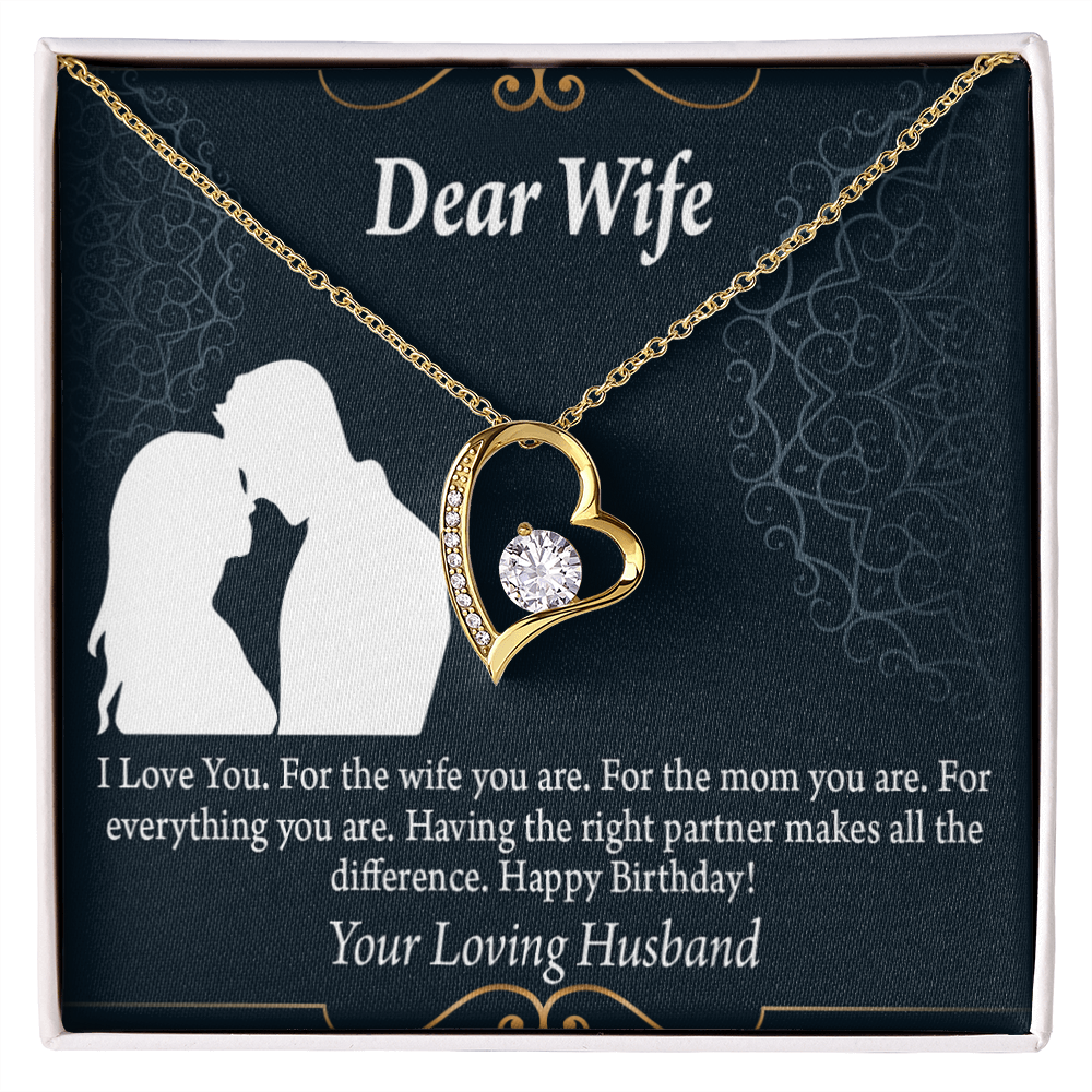 To My Wife Happy Birthday Dear Forever Necklace w Message Card-Express Your Love Gifts