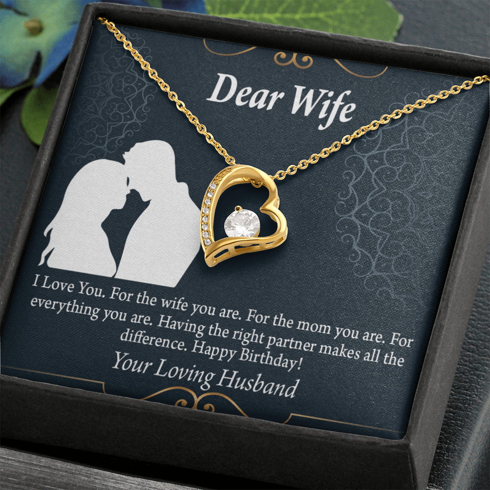 To My Wife Happy Birthday Dear Forever Necklace w Message Card-Express Your Love Gifts