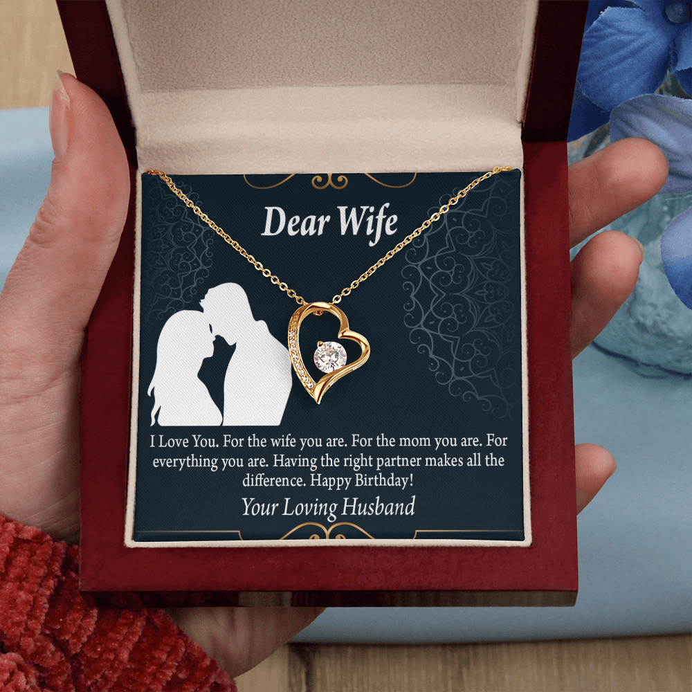 To My Wife Happy Birthday Dear Forever Necklace w Message Card-Express Your Love Gifts