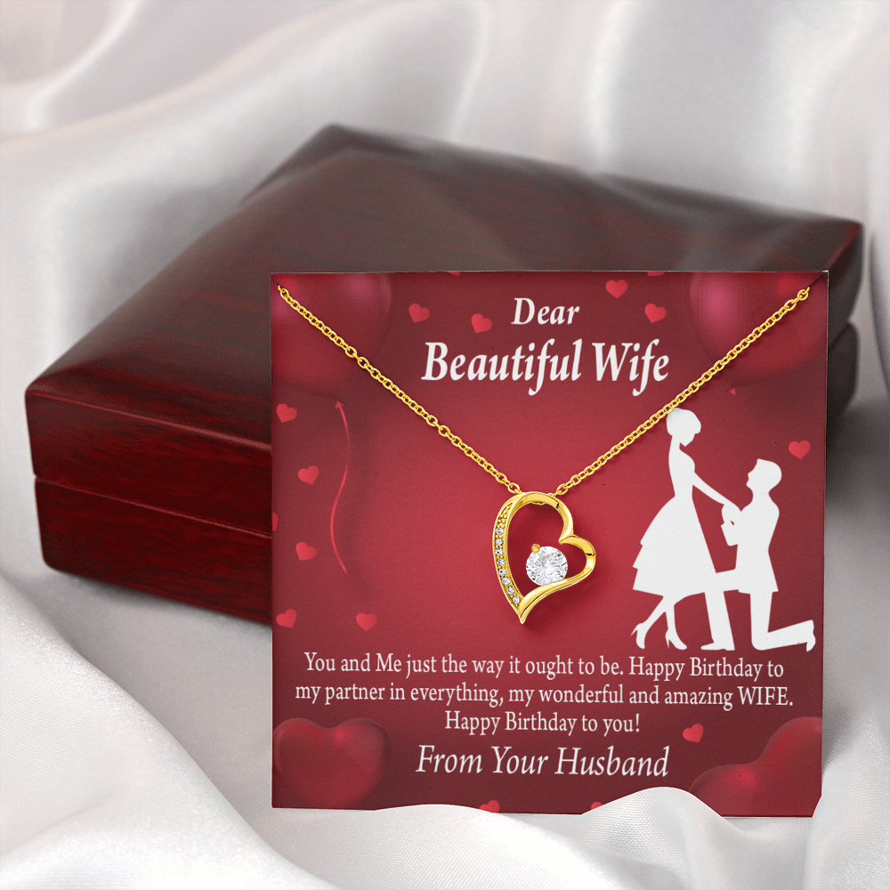 To My Wife Happy Birthday Forever Necklace w Message Card-Express Your Love Gifts