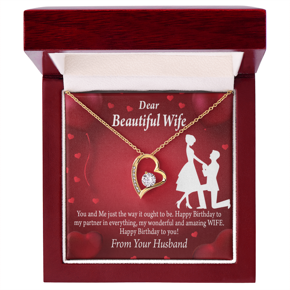 To My Wife Happy Birthday Forever Necklace w Message Card-Express Your Love Gifts