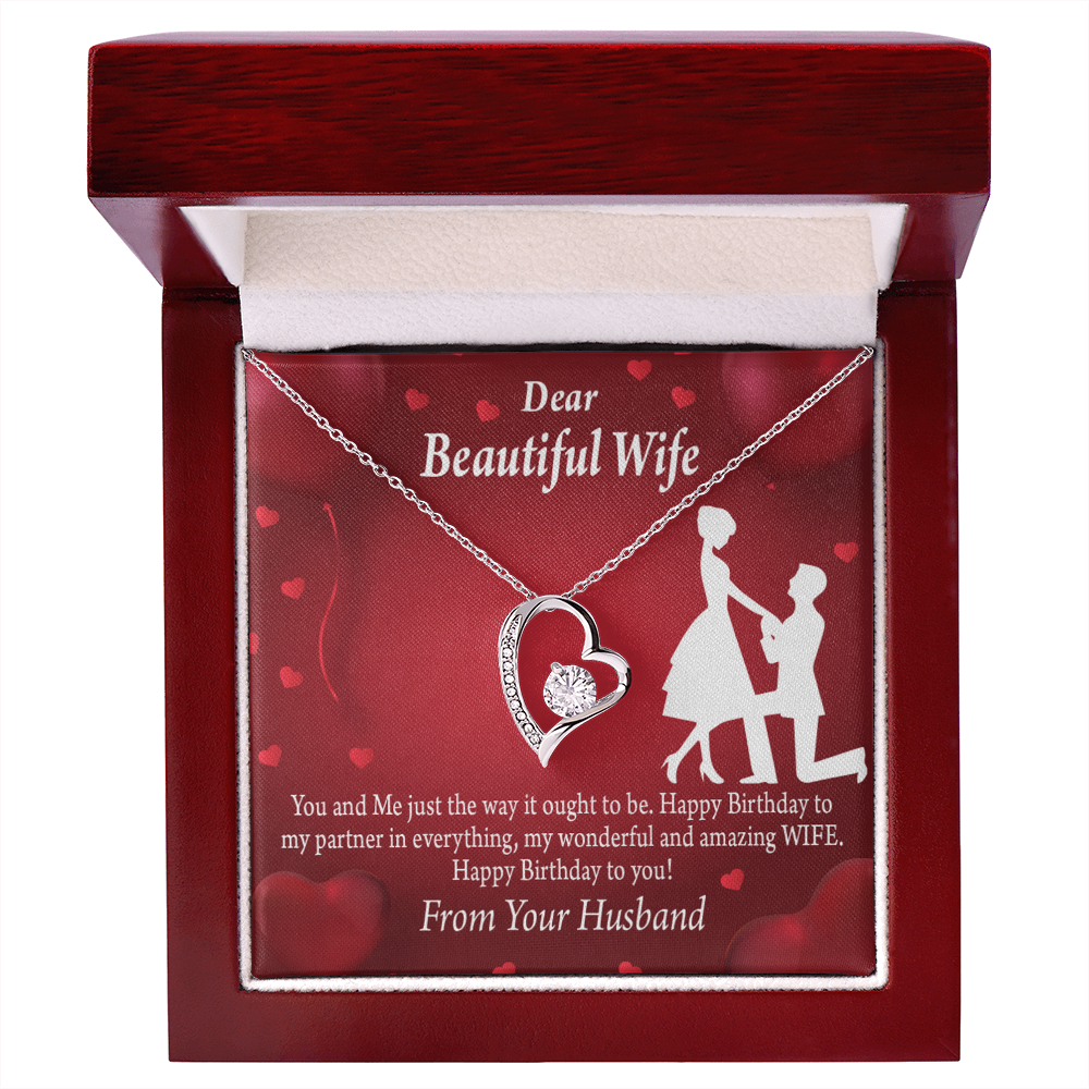 To My Wife Happy Birthday Forever Necklace w Message Card-Express Your Love Gifts