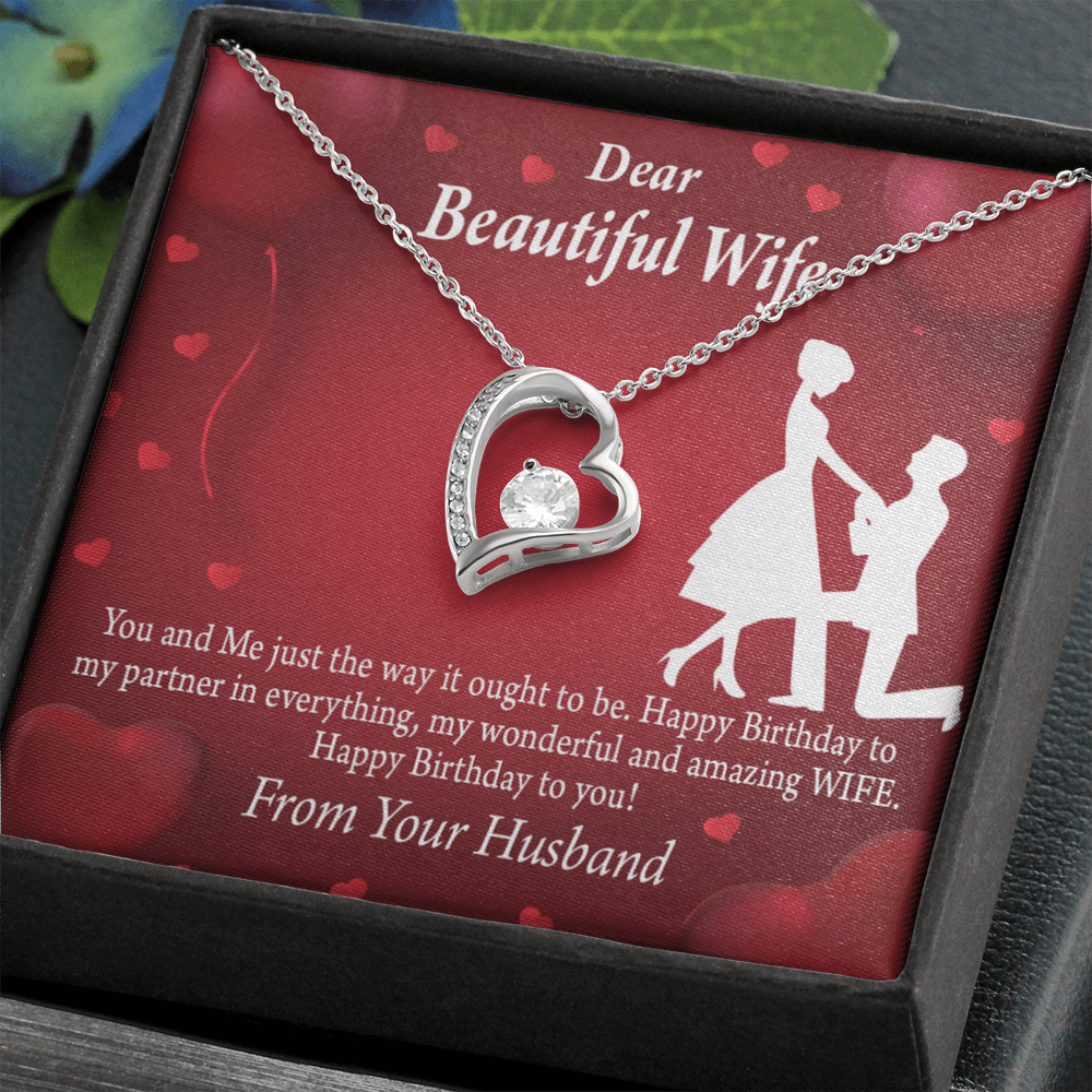 To My Wife Happy Birthday Forever Necklace w Message Card-Express Your Love Gifts