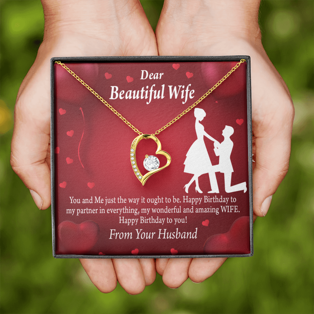 To My Wife Happy Birthday Forever Necklace w Message Card-Express Your Love Gifts