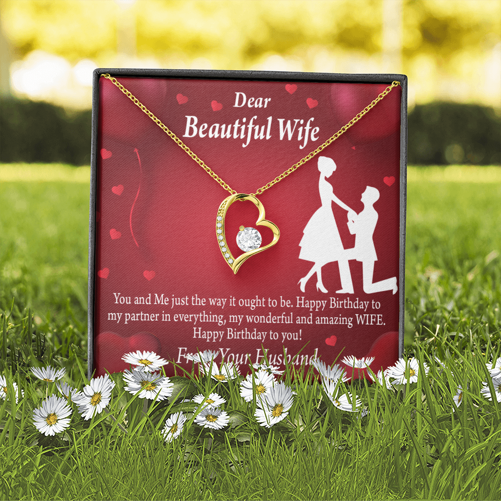 To My Wife Happy Birthday Forever Necklace w Message Card-Express Your Love Gifts