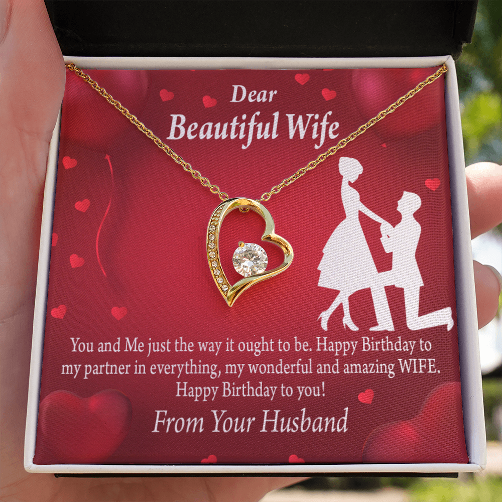 To My Wife Happy Birthday Forever Necklace w Message Card-Express Your Love Gifts