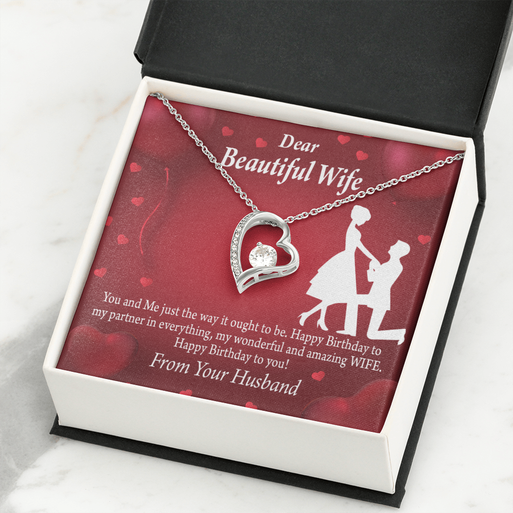 To My Wife Happy Birthday Forever Necklace w Message Card-Express Your Love Gifts