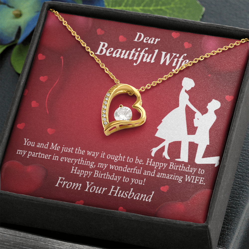 To My Wife Happy Birthday Forever Necklace w Message Card-Express Your Love Gifts
