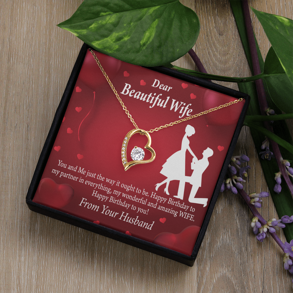 To My Wife Happy Birthday Forever Necklace w Message Card-Express Your Love Gifts