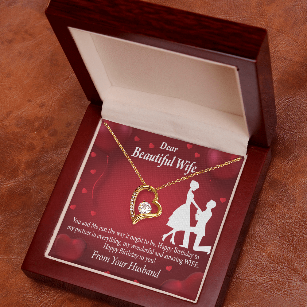 To My Wife Happy Birthday Forever Necklace w Message Card-Express Your Love Gifts
