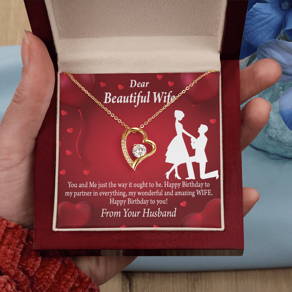 To My Wife Happy Birthday Forever Necklace w Message Card-Express Your Love Gifts