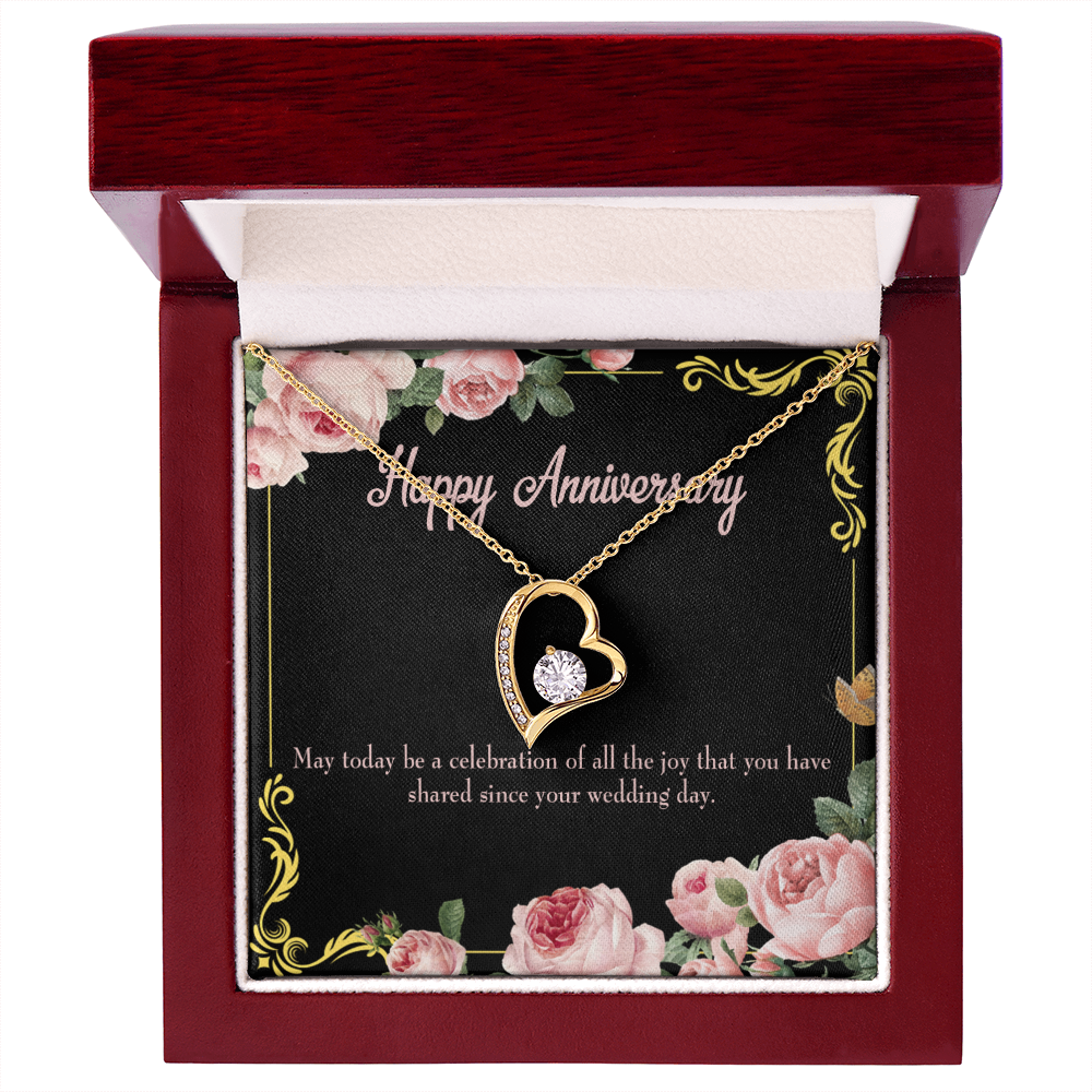 To My Wife Happy Wedding Anniversary Forever Necklace w Message Card-Express Your Love Gifts