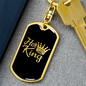 To My Wife Her King Gold Keychain Stainless Steel or 18k Gold Dog Tag Keyring-Express Your Love Gifts