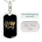 To My Wife Her King Gold Keychain Stainless Steel or 18k Gold Dog Tag Keyring-Express Your Love Gifts
