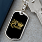 To My Wife His Queen Gold Keychain Stainless Steel or 18k Gold Dog Tag Keyring-Express Your Love Gifts