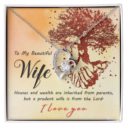 To My Wife House and Wealth Forever Necklace w Message Card-Express Your Love Gifts