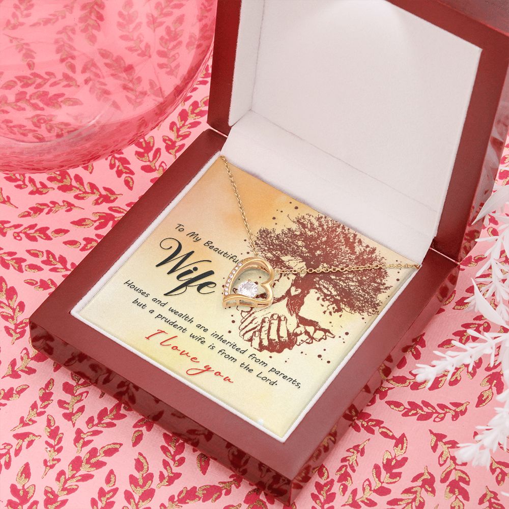 To My Wife House and Wealth Forever Necklace w Message Card-Express Your Love Gifts