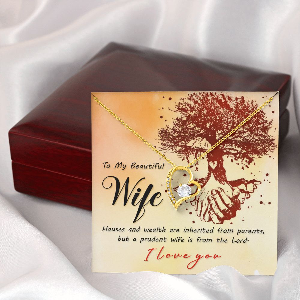 To My Wife House and Wealth Forever Necklace w Message Card-Express Your Love Gifts